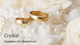  Presentation with wedding rings - Colorful presentation design enhanced with wedding decoration with wedding rings backdrop and a lemonade colored foreground