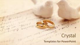  Presentation with wedding - PPT layouts with wedding decoration with wedding rings background and a lemonade colored foreground