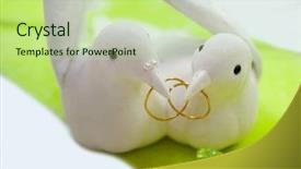  Presentation with dove - Audience pleasing PPT theme consisting of wedding doves backdrop and a mint green colored foreground