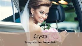  Presentation with happy 18 birthday - PPT layouts enhanced with wedding dress - beautiful happy young bride background and a coral colored foreground