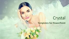  Presentation with elegant wedding - Presentation design consisting of wedding dress with long train background and a soft green colored foreground