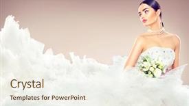  Presentation with elegant wedding - Audience pleasing theme consisting of wedding dress with long train backdrop and a sky blue colored foreground