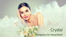  Presentation with elegant wedding - Beautiful PPT layouts featuring wedding dress with long train backdrop and a soft green colored foreground