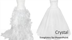  Presentation with white wedding - PPT theme consisting of bridal gown - wedding dresses isolated background and a white colored foreground