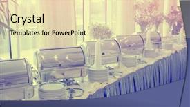  Presentation with waiting - Theme with steam leak - table with dishware and shiny background and a soft green colored foreground