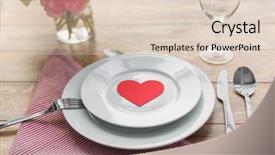  Presentation with flowers vase - Slides having valentines day table setting and romantic dinner concept - close up of plates with cutlery flowers in vase and napkin background and a lemonade colored foreground