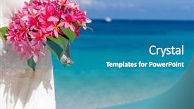  Presentation with tropical wedding - Slides consisting of wedding flowers - bright tropical flower bouquet background and a teal colored foreground