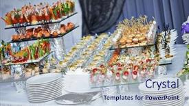  Presentation with catering - PPT theme featuring catering services background with snacks background and a lemonade colored foreground