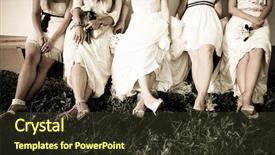  Presentation with bride - Audience pleasing theme consisting of wedding fun - bride and bridesmaids legs backdrop and a tawny brown colored foreground