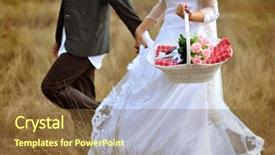  Presentation with bride - PPT layouts with wedding fun - bride and groom running background and a tawny brown colored foreground