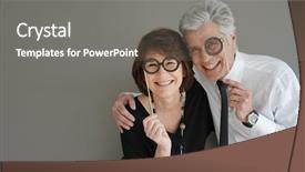  Presentation with active seniors senior couple - Beautiful slides featuring wedding fun - cheerful senior couple with photobooth backdrop and a gray colored foreground