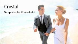  Presentation with married couple - PPT layouts enhanced with wedding fun - just married couple running background and a white colored foreground