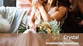  Presentation with wedding - Beautiful presentation design featuring wedding girl with wedding bouquet backdrop and a coral colored foreground