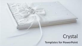 Presentation with white wedding - PPT theme having wedding guest book laid background and a sky blue colored foreground
