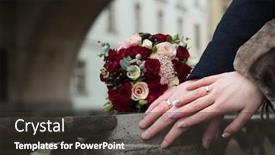  Presentation with wedding rings - Amazing PPT theme having wedding-hands-and-rings-near backdrop and a dark gray colored foreground