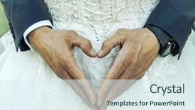  Presentation with new family new born - PPT layouts having wedding heart of man hands background and a sky blue colored foreground