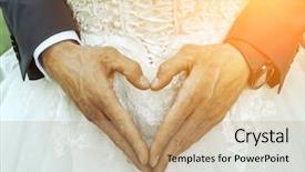  Presentation with family new born - Cool new PPT theme with wedding heart of man hands backdrop and a coral colored foreground