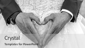  Presentation with new family new born - Beautiful presentation theme featuring wedding heart of man hands backdrop and a light gray colored foreground