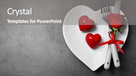  Presentation with table setting - Presentation theme consisting of wedding hearts - festive table setting for valentines background and a gray colored foreground