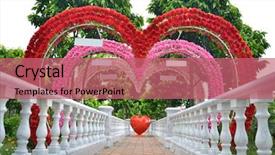  Presentation with heart flowers - PPT layouts having wedding hearts - flowers heart shape door background and a coral colored foreground