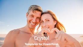  Presentation with happy music lovers - Cool new slide deck with wedding hearts - happy traveling couple summertime beach backdrop and a  colored foreground