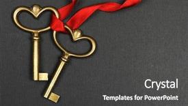  Presentation with keys - Amazing slide deck having wedding hearts - vintage keys backdrop and a dark gray colored foreground