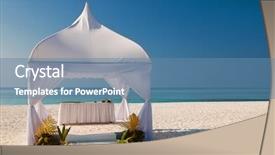  Presentation with beach wedding - Beautiful slides featuring wedding hut at the beach backdrop and a teal colored foreground