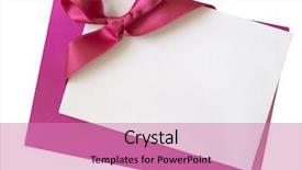  Presentation with pink ribbon - PPT layouts with wedding invitation - blank paper note with ribbon background and a coral colored foreground