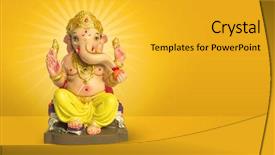  Presentation with ganesha - PPT theme consisting of wedding invitation - colorful statue of ganesha idol background and a gold colored foreground