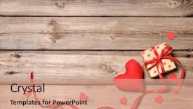  Presentation with gift ribbon - Theme enhanced with wedding invitation - heart and gift box background and a coral colored foreground