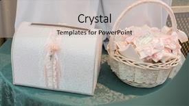  Presentation with chest - Audience pleasing PPT theme consisting of wedding invitations and money chest backdrop and a soft green colored foreground