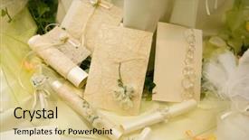  Presentation with wedding invitation - Cool new PPT theme with wedding invitations made by hand backdrop and a lemonade colored foreground