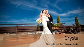  Presentation with ghetto gritty dark chicago city - Audience pleasing PPT theme consisting of wedding lace - portrait of newlyweds backdrop and a coral colored foreground