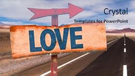  Presentation with love story - Colorful slide set enhanced with wedding life story - love sign with road background backdrop and a light blue colored foreground