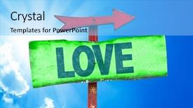  Presentation with love - Slide deck with wedding life story - love sign with sky background background and a light blue colored foreground