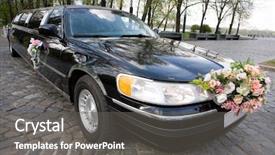 Presentation with wedding invitation black and gold - Presentation theme having wedding limousine ornated with flowers background and a  colored foreground