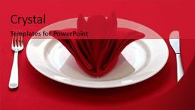  Presentation with bud - Cool new PPT theme with wedding memorial - folded napkin like a rose backdrop and a red colored foreground