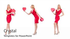  Presentation with wedding montage - Amazing theme having wedding montage - woman with giftbox isolated backdrop and a  colored foreground