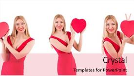  Presentation with white - Slide set enhanced with wedding montage - woman with giftbox isolated background and a coral colored foreground