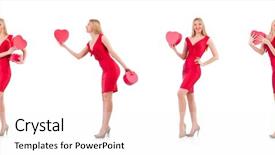  Presentation with white - Beautiful slide deck featuring wedding montage - woman with giftbox isolated backdrop and a  colored foreground