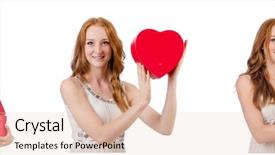  Presentation with colored parachute woman - PPT layouts featuring wedding montage - young woman with giftbox isolated background and a lemonade colored foreground