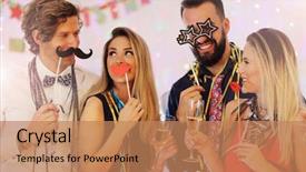  Presentation with friends - Amazing PPT layouts having wedding music - picture showing group of friends backdrop and a coral colored foreground