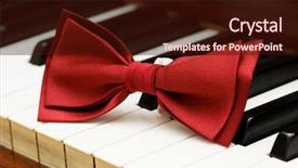  Presentation with musical instruments piano keys and - PPT theme enhanced with wedding music - red bow tie background and a wine colored foreground