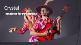  Presentation with music spanish - Slides with music entertainment - spanish pair playing guitar background and a dark gray colored foreground