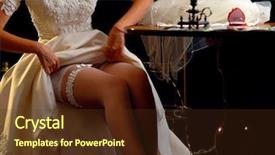  Presentation with bride and groom at wedding - PPT theme enhanced with wedding night preparing garter bride background and a tawny brown colored foreground