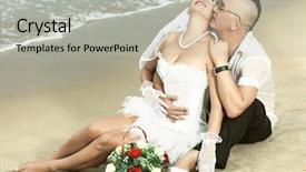  Presentation with tropical wedding - Theme consisting of wedding on the tropical beach background and a light gray colored foreground