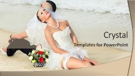  Presentation with tropical wedding - PPT theme having wedding on the tropical beach background and a lemonade colored foreground