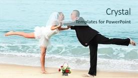  Presentation with tropical wedding - Colorful PPT theme enhanced with wedding on the tropical beach backdrop and a cool aqua colored foreground