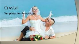  Presentation with tropical wedding - Audience pleasing presentation theme consisting of wedding on the tropical beach backdrop and a light blue colored foreground