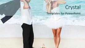 Presentation with tropical wedding - Presentation theme enhanced with wedding on the tropical beach background and a sky blue colored foreground